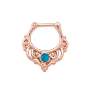 16g Turquoise PVD Rose Gold Septum Clicker