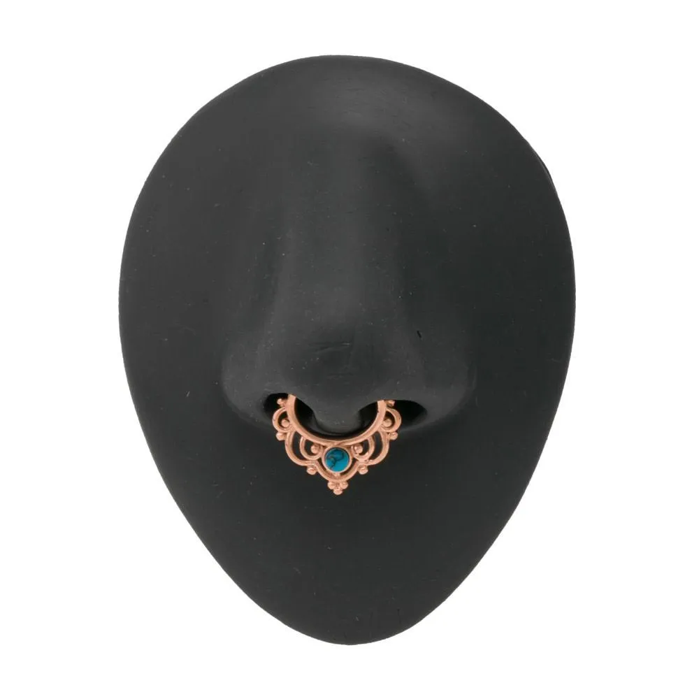 16g Turquoise PVD Rose Gold Septum Clicker