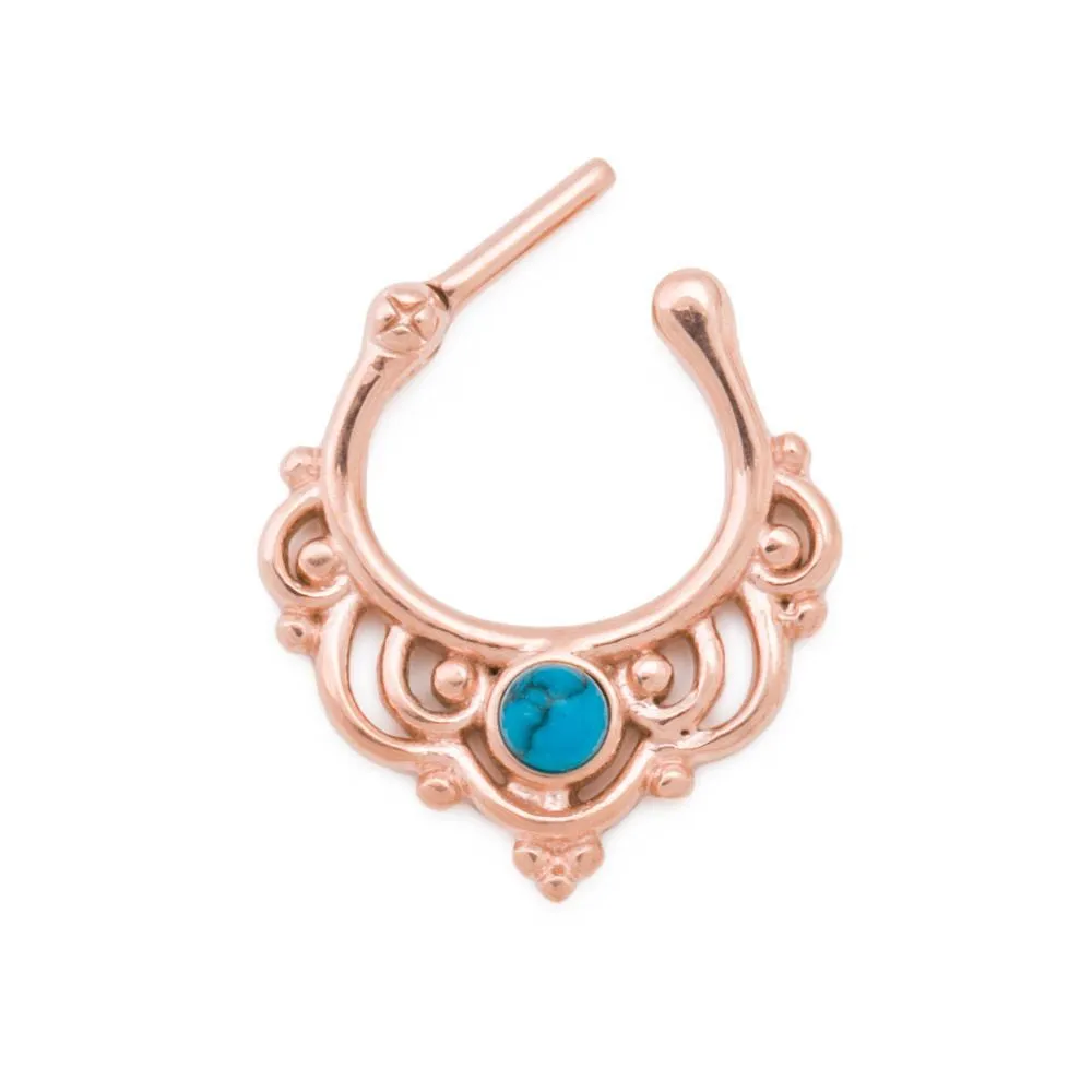 16g Turquoise PVD Rose Gold Septum Clicker