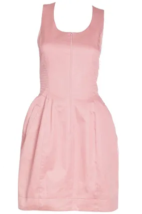 1990s Claude Montana Peach Cotton Quilted Zip Front Mini Dress