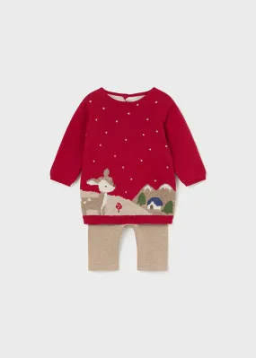 2 Piece Girls Fawn Sweater & Leggings