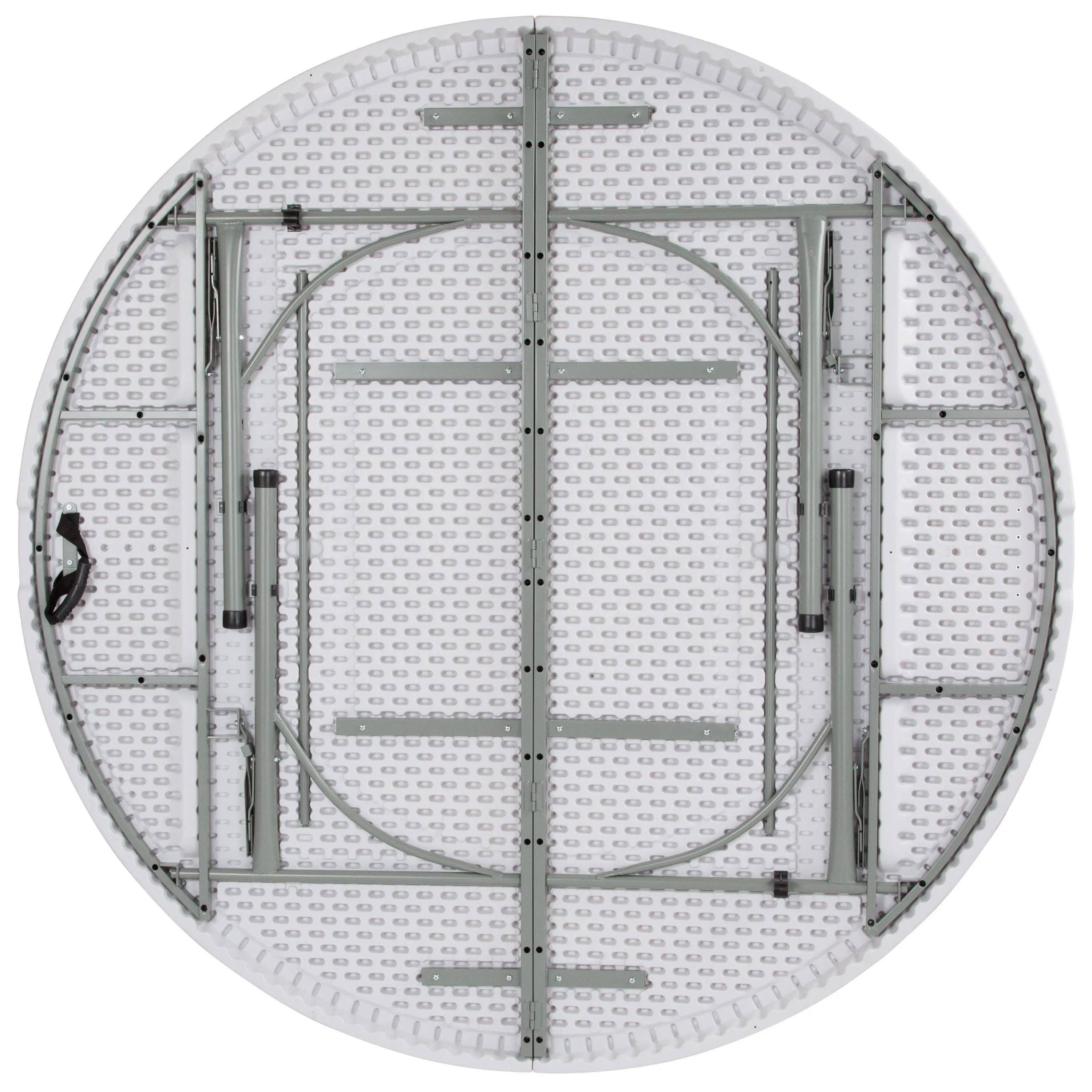 6-Foot Round Bi-Fold Plastic Banquet and Event Folding Table with Carrying Handle