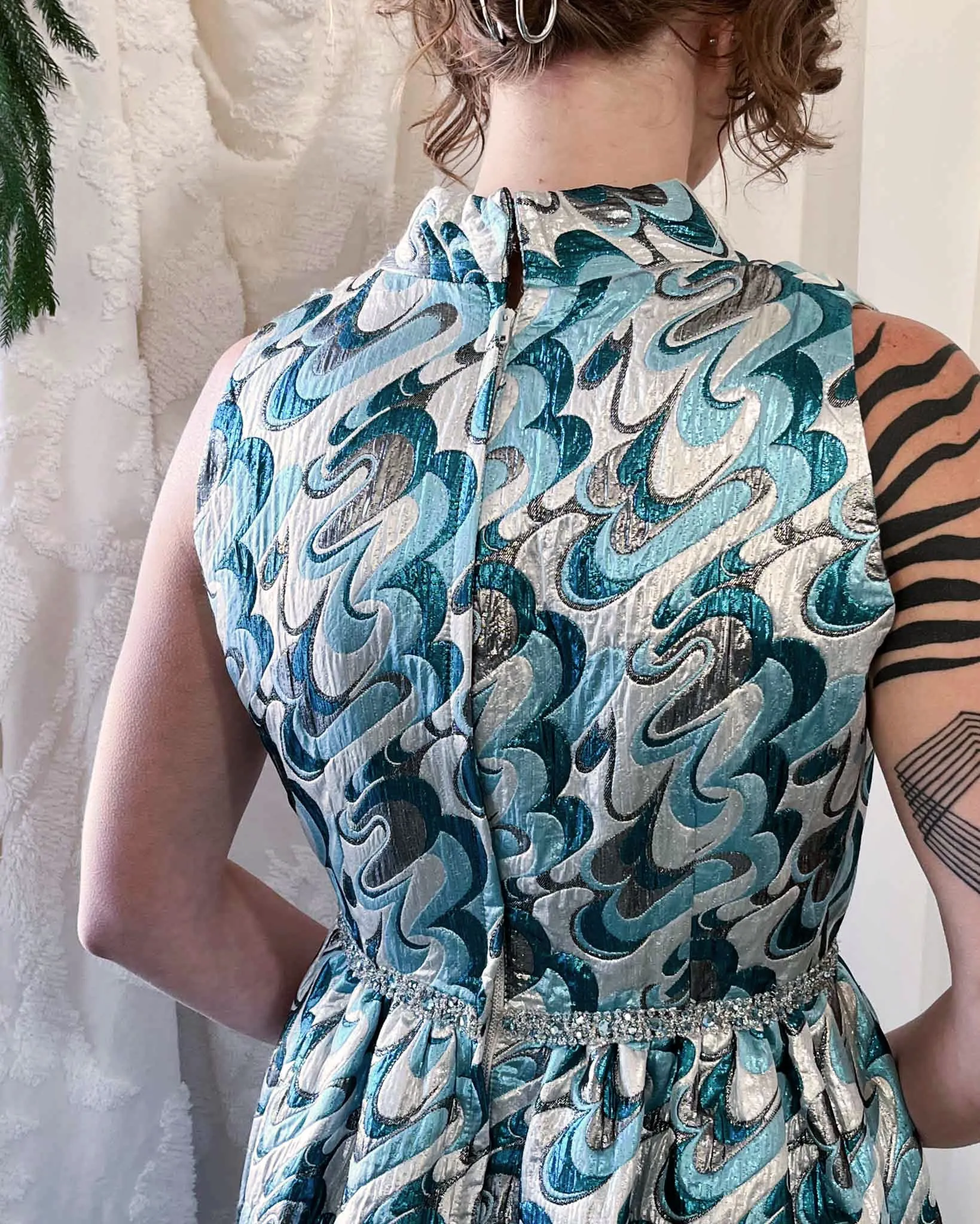 60s Victor Costa Metallic Dress | M