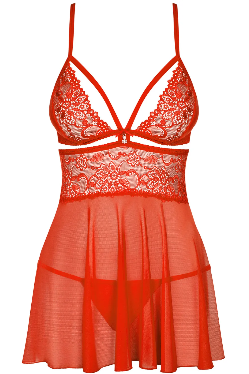 838 Babydoll & Thong Red