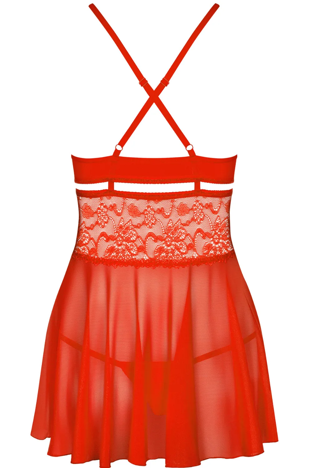 838 Babydoll & Thong Red