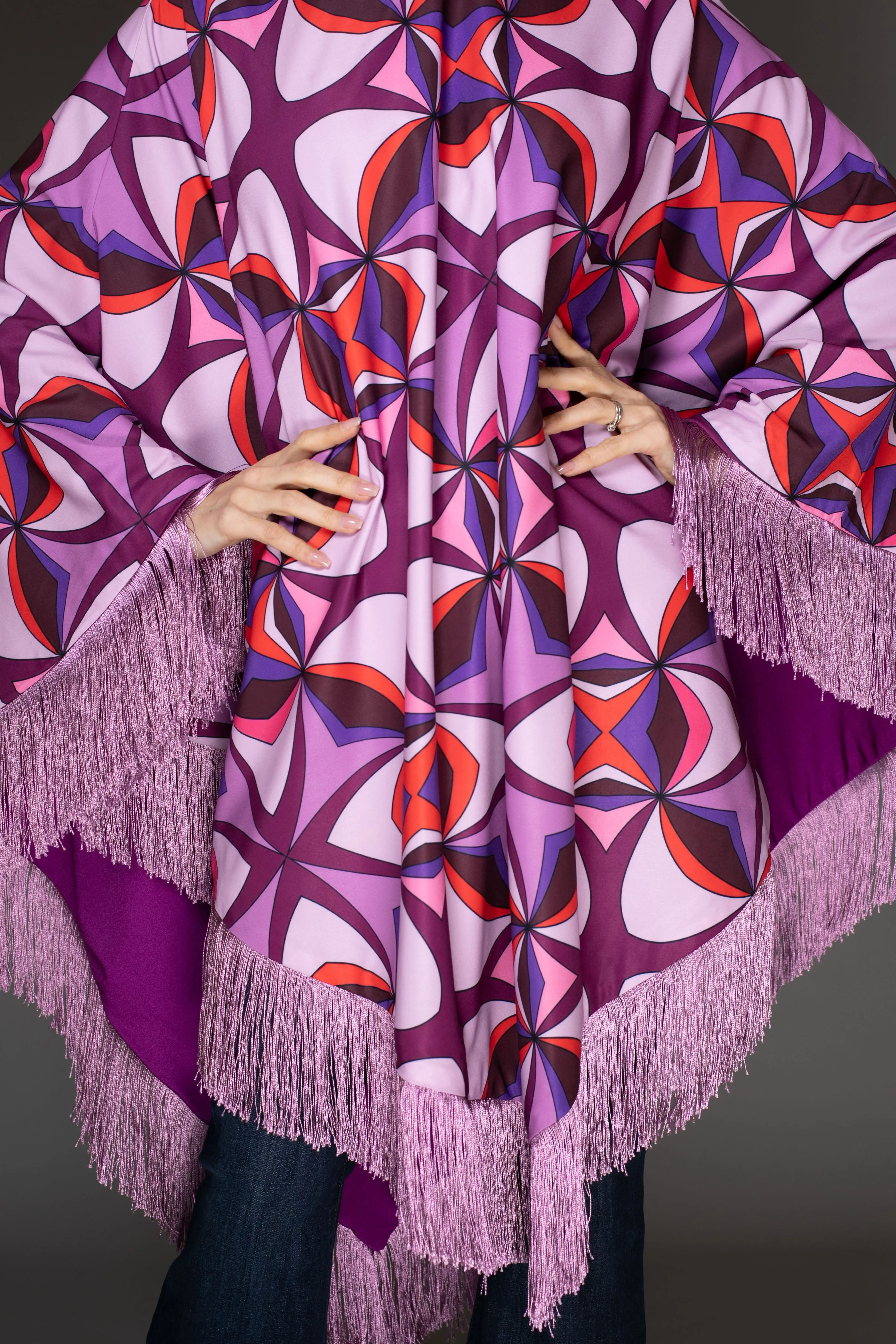 AB Cape Shawl - Psychedelic Purple Abstract Design