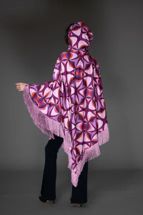 AB Cape Shawl - Psychedelic Purple Abstract Design