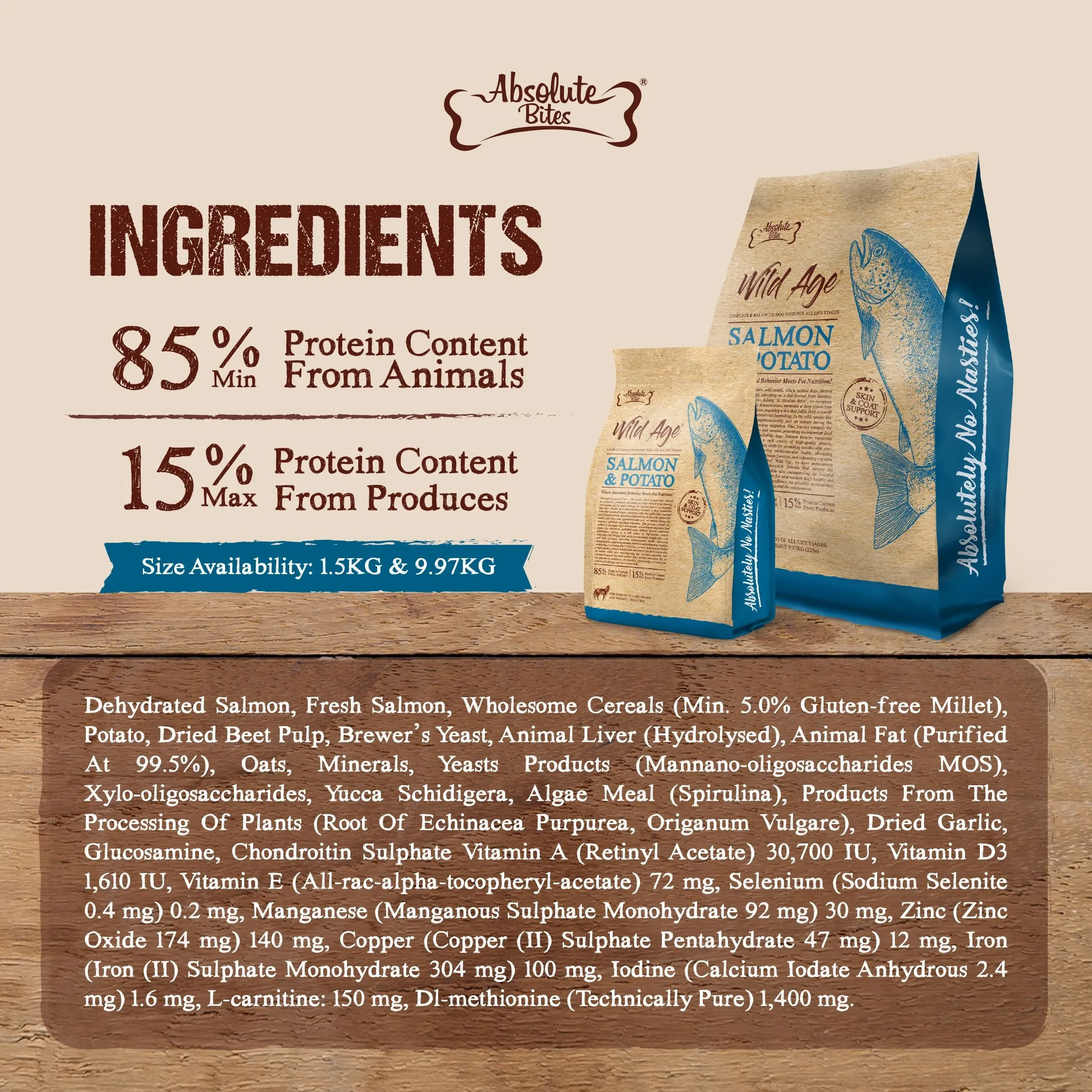 Absolute Bites Wild Age Dry Dog Food - Salmon & Potato (Sample)