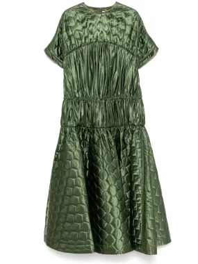 Acetate Satin Quilted Dress