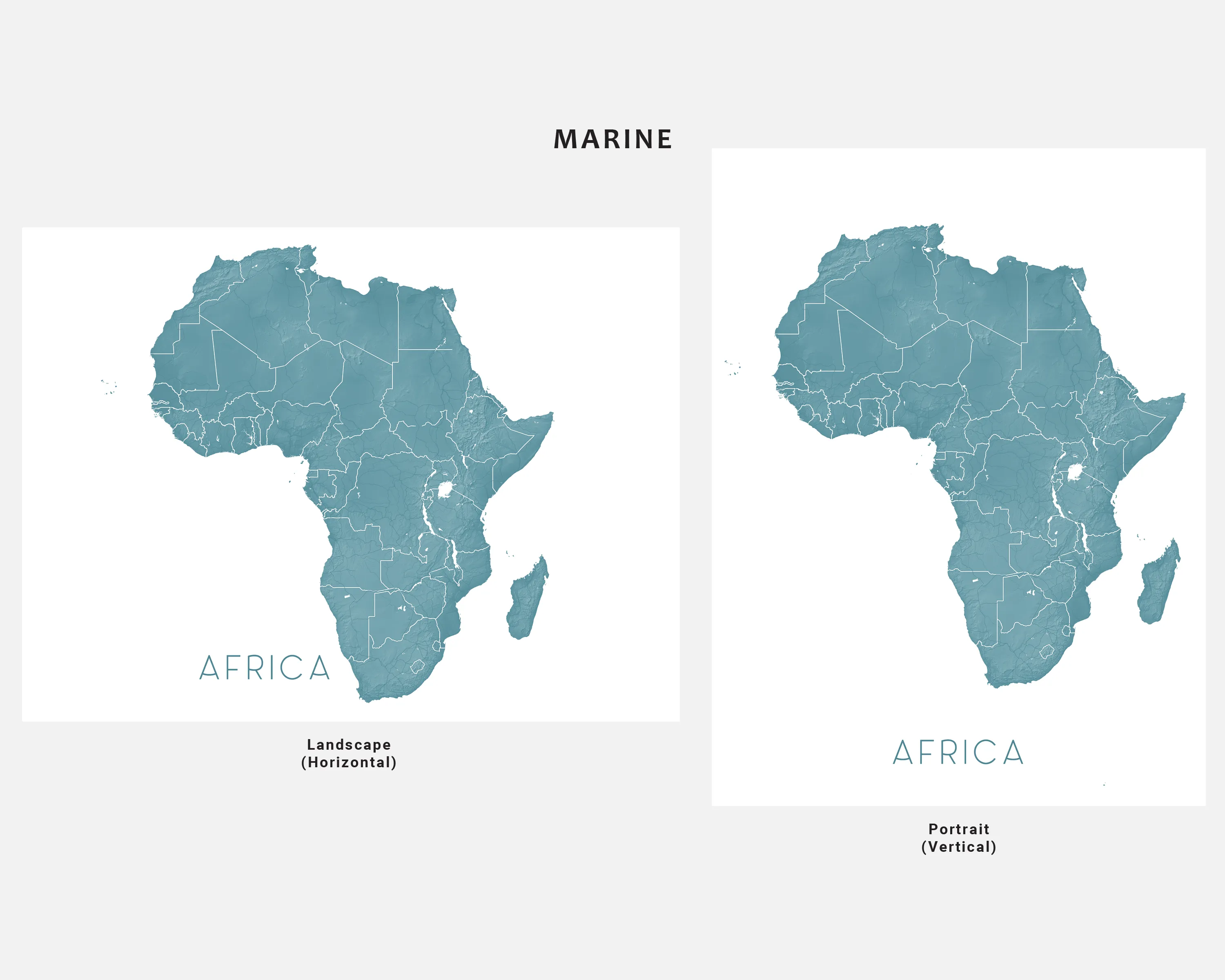 Africa Map Print Poster, 3D Topographic African Continent Wall Art Prints, Kenya South Africa Egypt Morocco Madagascar