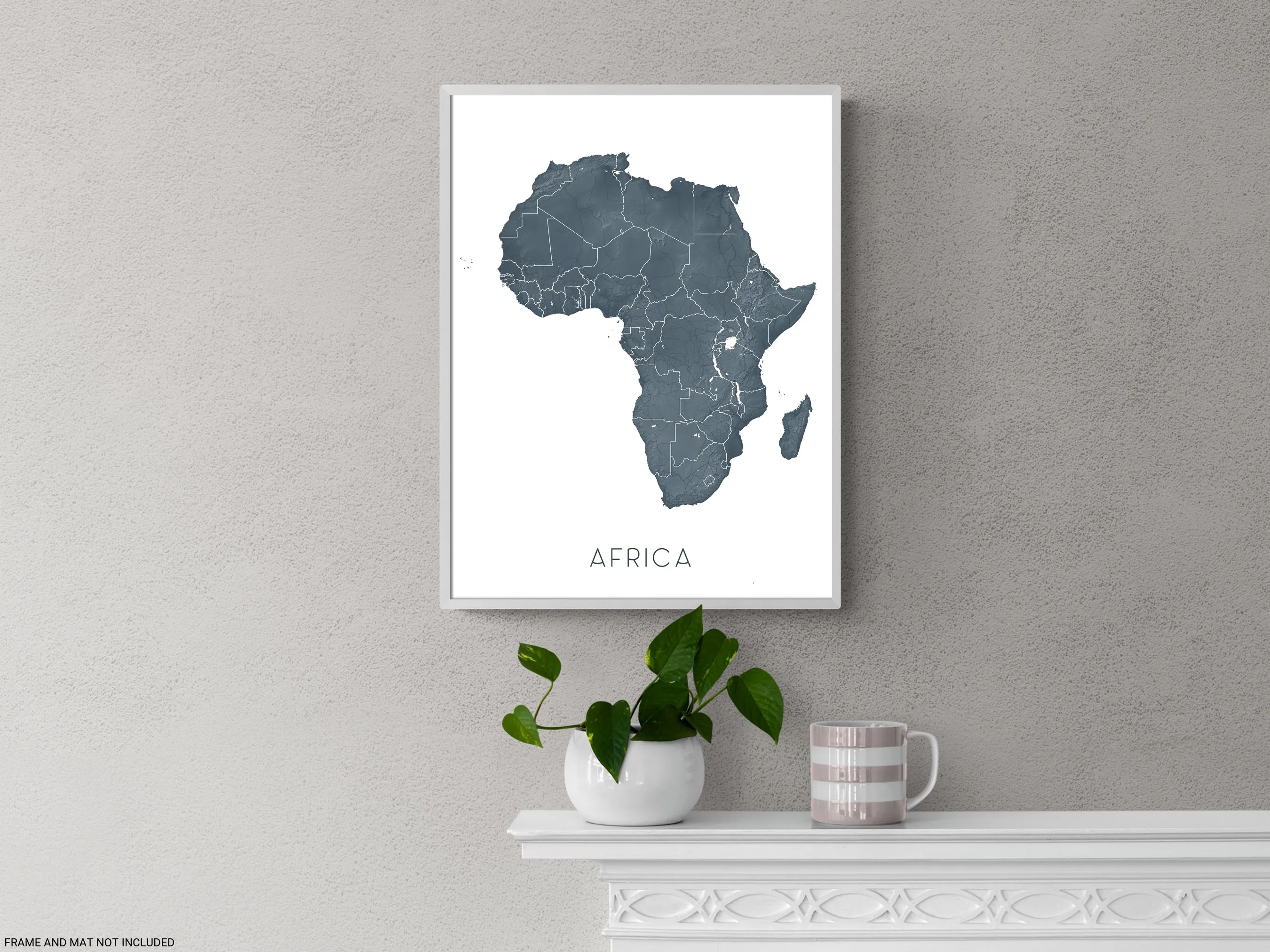 Africa Map Print Poster, 3D Topographic African Continent Wall Art Prints, Kenya South Africa Egypt Morocco Madagascar