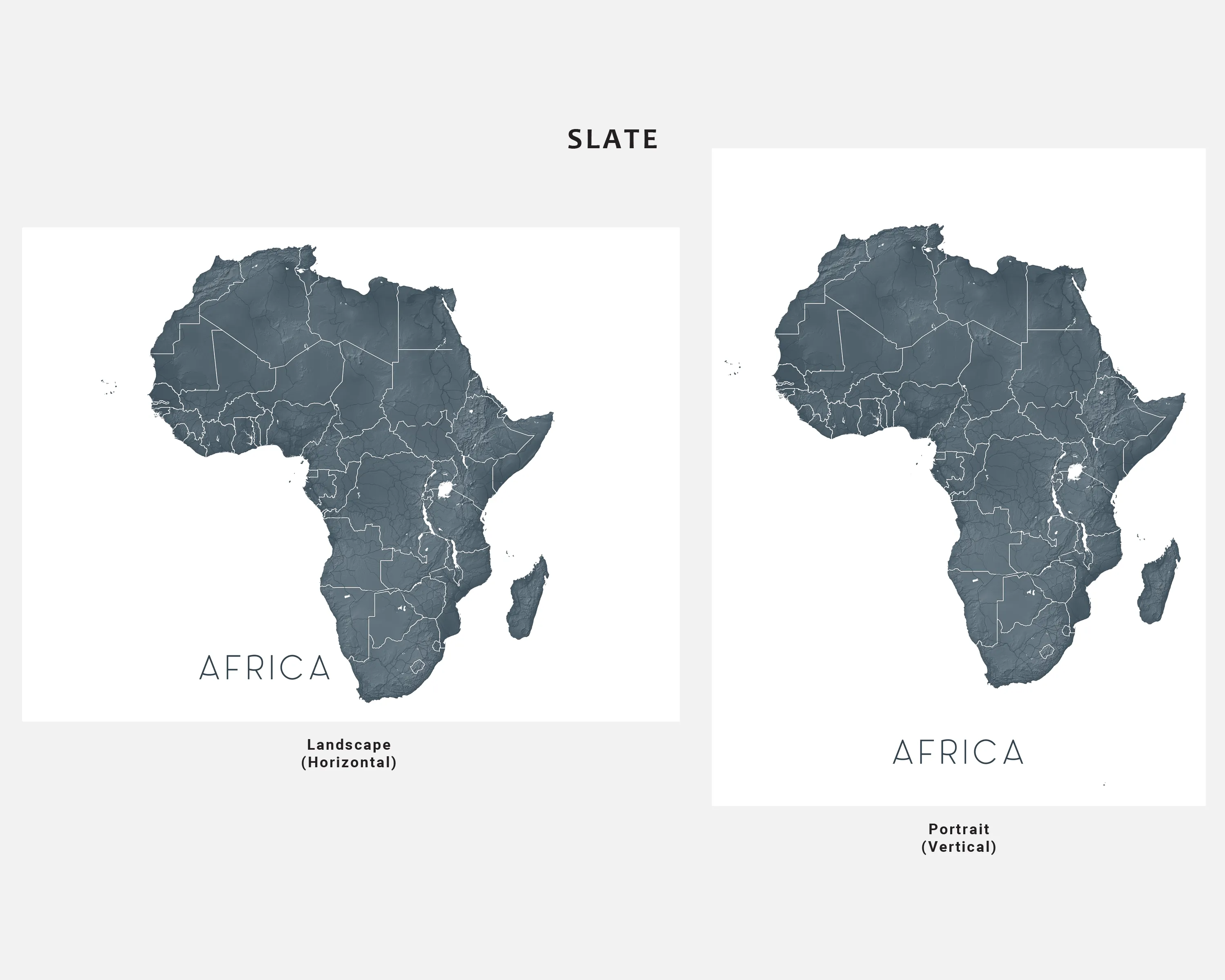 Africa Map Print Poster, 3D Topographic African Continent Wall Art Prints, Kenya South Africa Egypt Morocco Madagascar