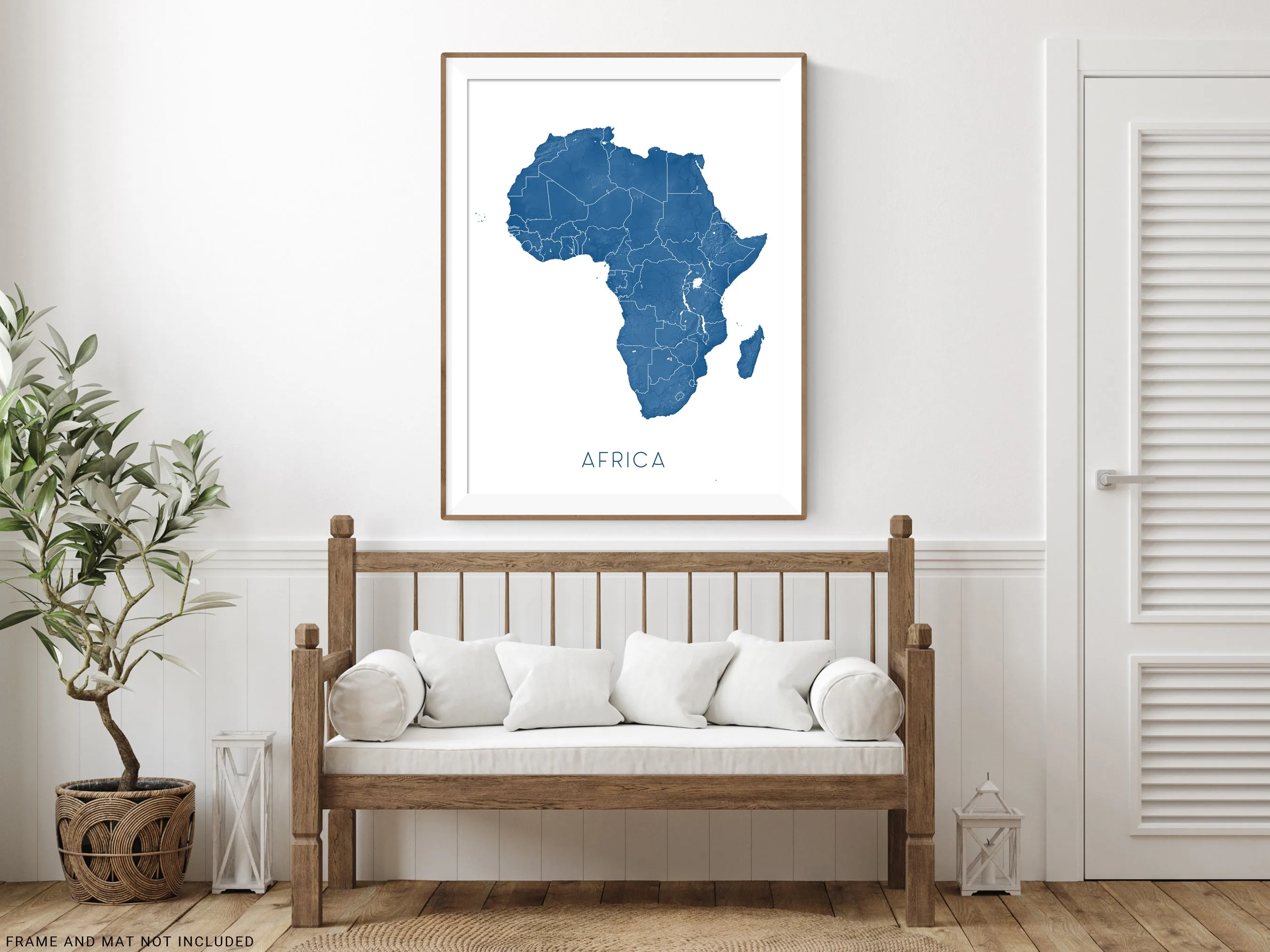 Africa Map Print Poster, 3D Topographic African Continent Wall Art Prints, Kenya South Africa Egypt Morocco Madagascar