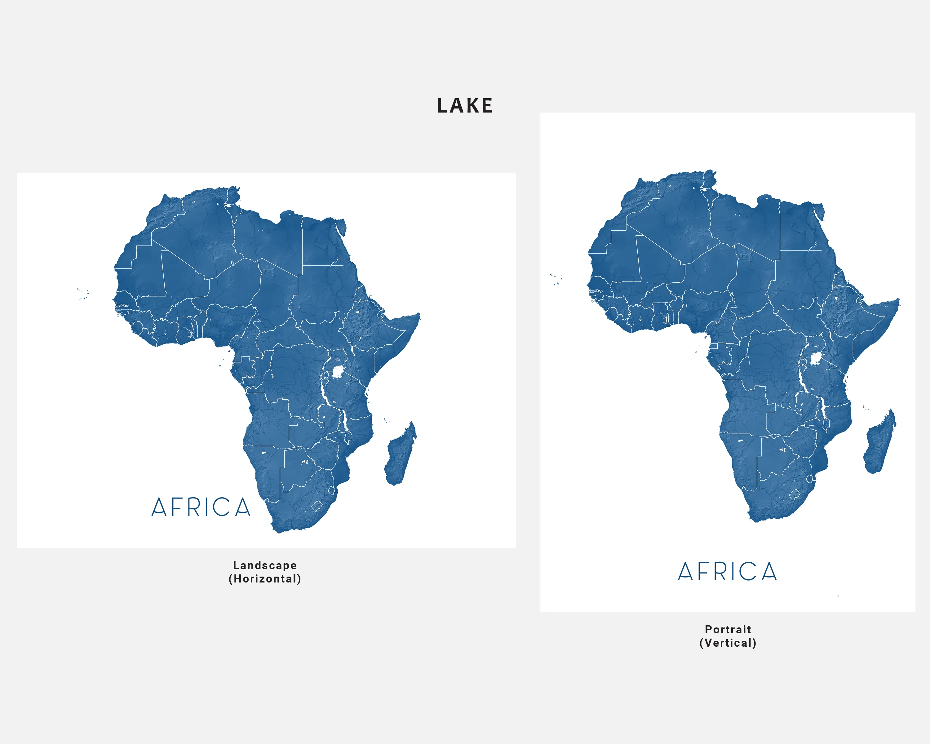 Africa Map Print Poster, 3D Topographic African Continent Wall Art Prints, Kenya South Africa Egypt Morocco Madagascar