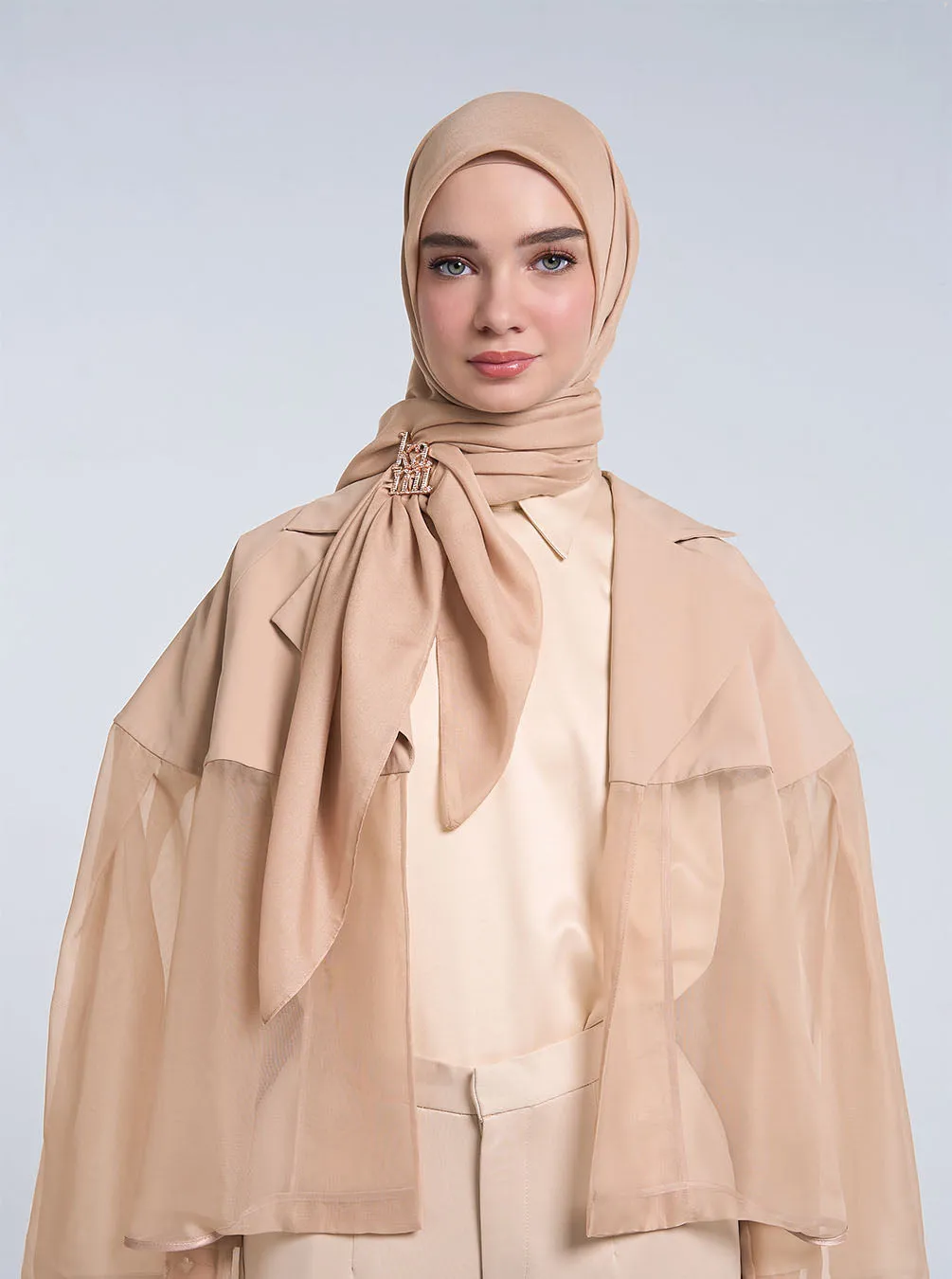 AIRY VOILE SCARF PLAIN BEIGE BLUSH