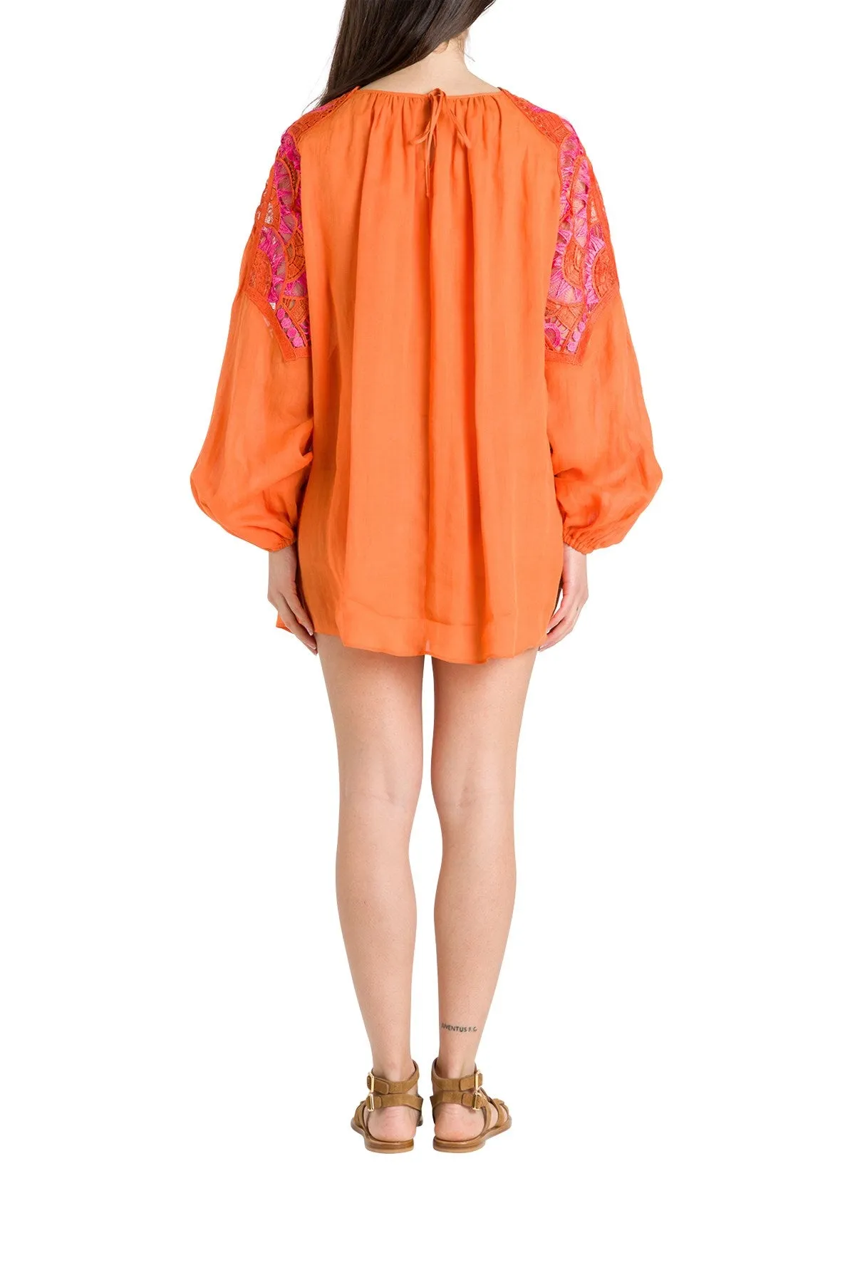 Alberta Ferretti Embroidered Puff Sleeve Dress