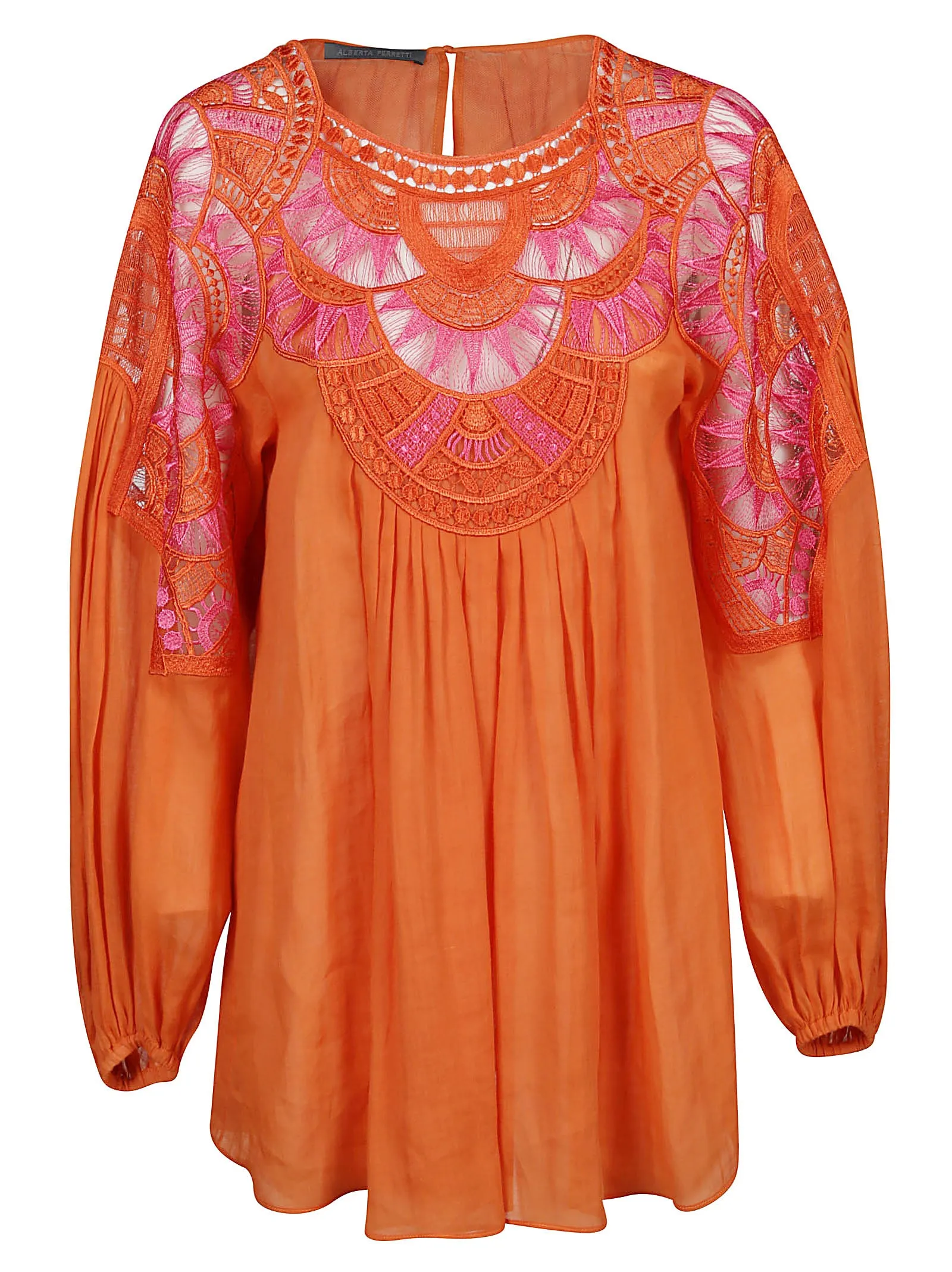 Alberta Ferretti Embroidered Puff Sleeve Dress