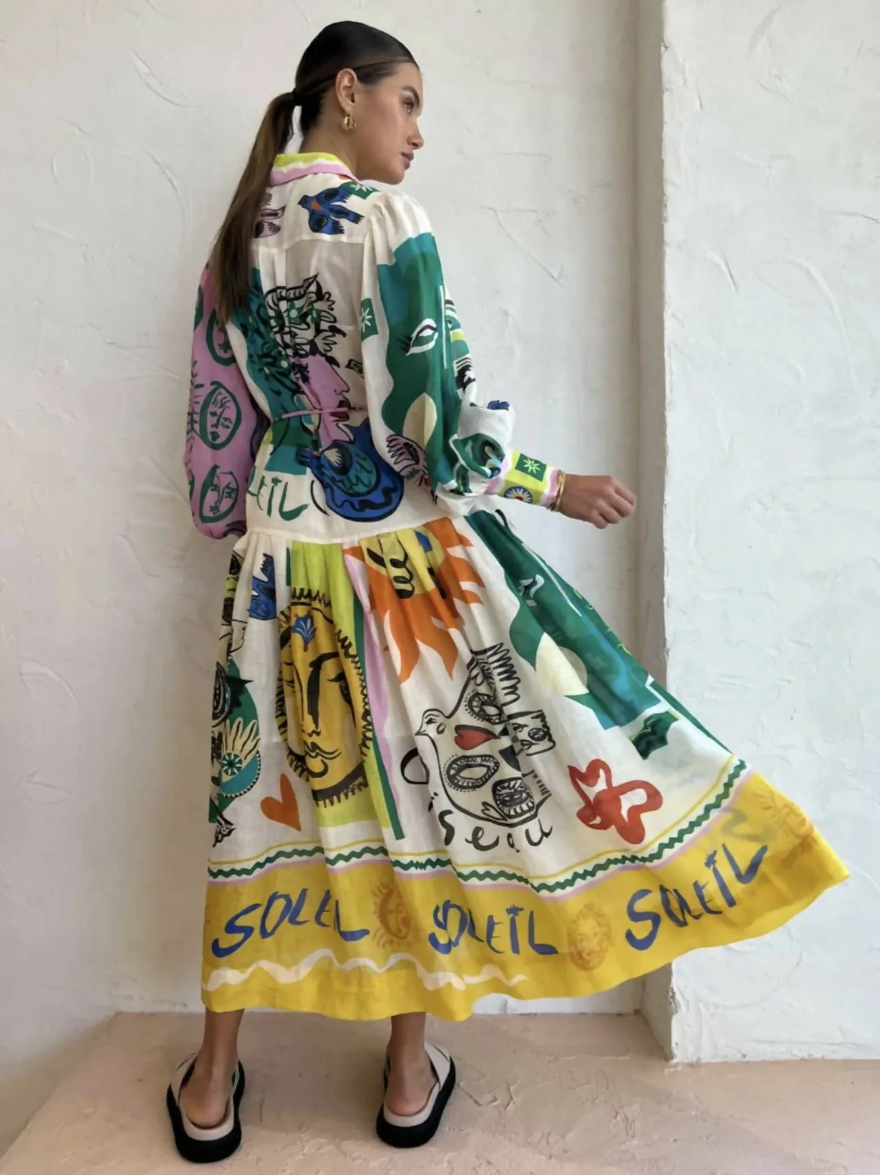 Alemais Soleil Patchwork Shirt Dress