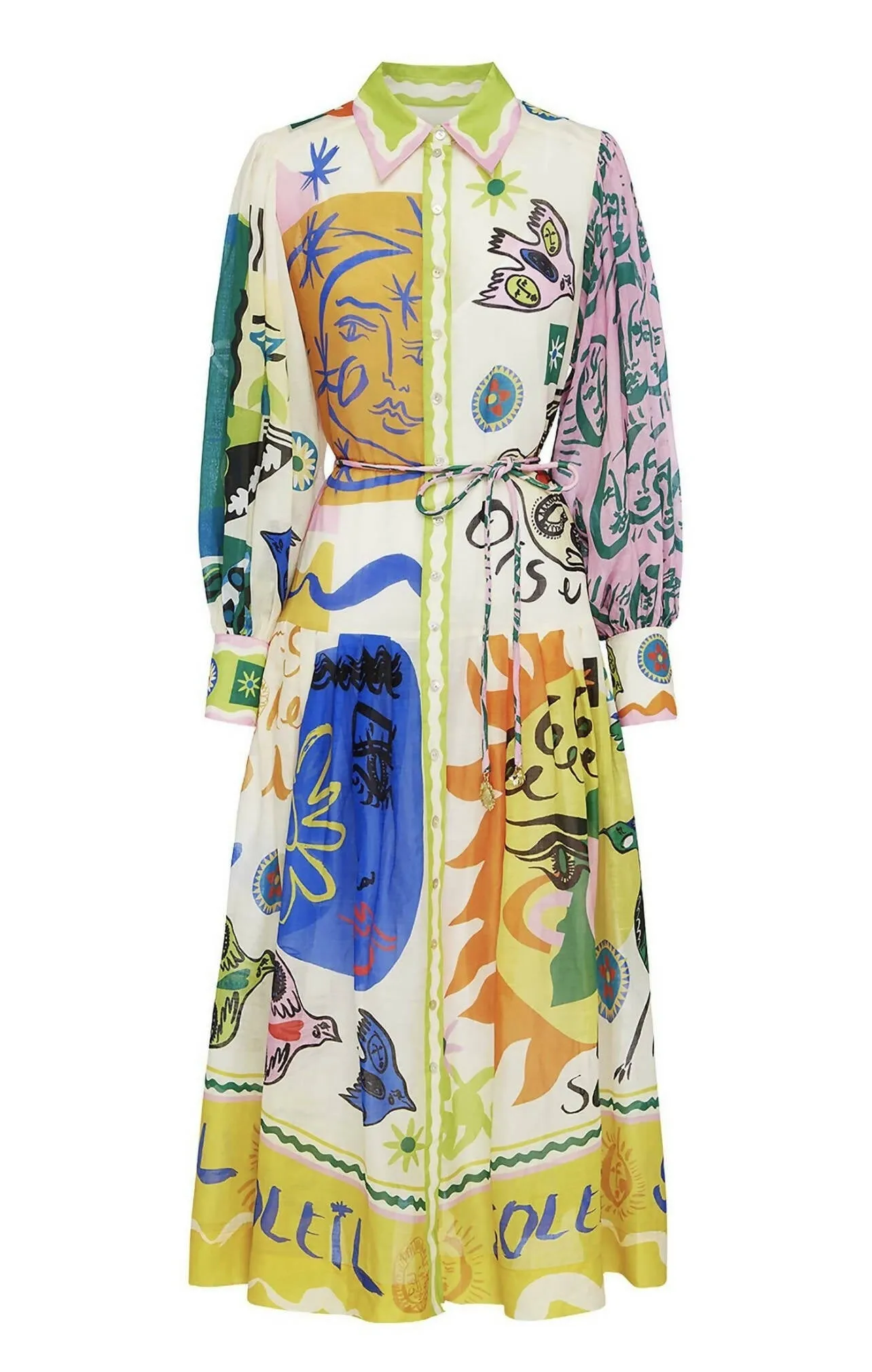 Alemais Soleil Patchwork Shirt Dress