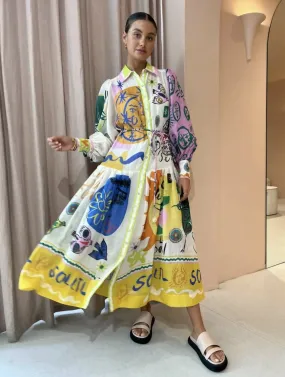Alemais Soleil Patchwork Shirt Dress
