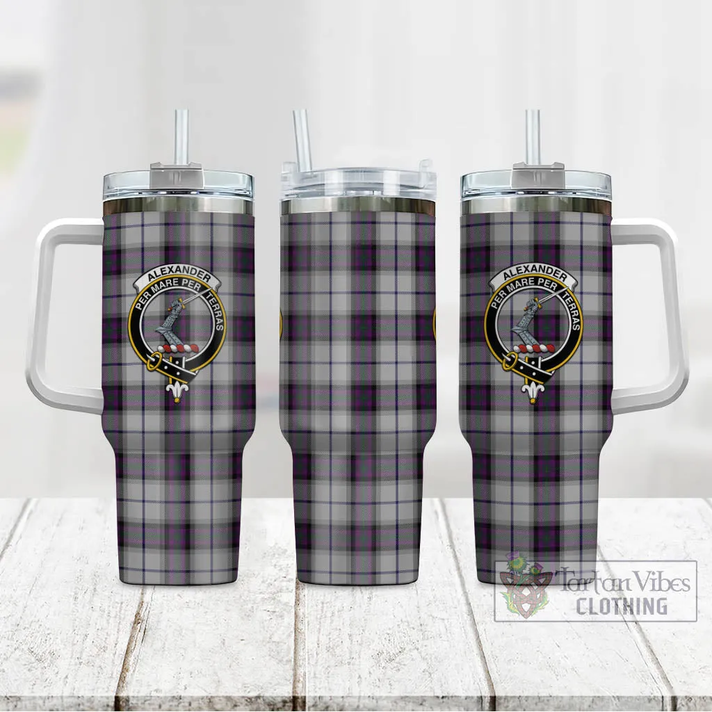 Alexander of Menstry Dress Tartan and Family Crest Tumbler with Handle