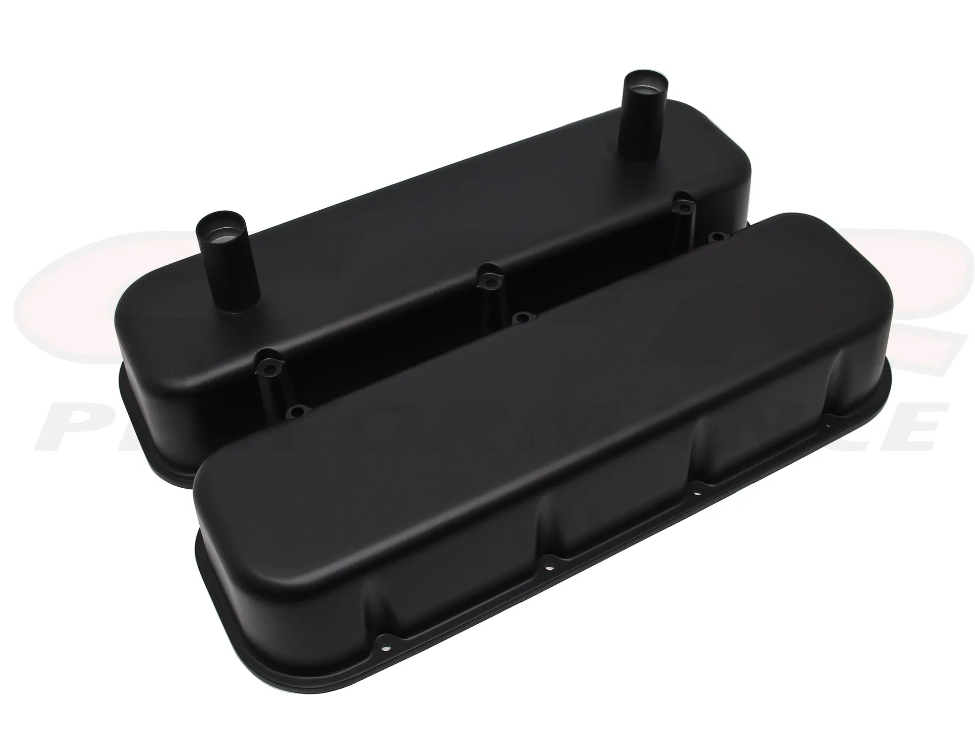 ALUMINUM 1965-95 CHEVY BB 396-427-454-502 RACING VALVE COVERS POWDER COATED - MATTE BLACK (W-TUBES)