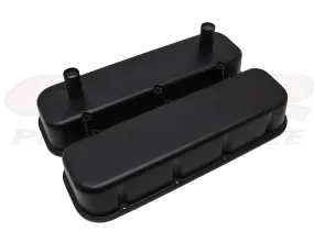 ALUMINUM 1965-95 CHEVY BB 396-427-454-502 RACING VALVE COVERS POWDER COATED - MATTE BLACK (W-TUBES)
