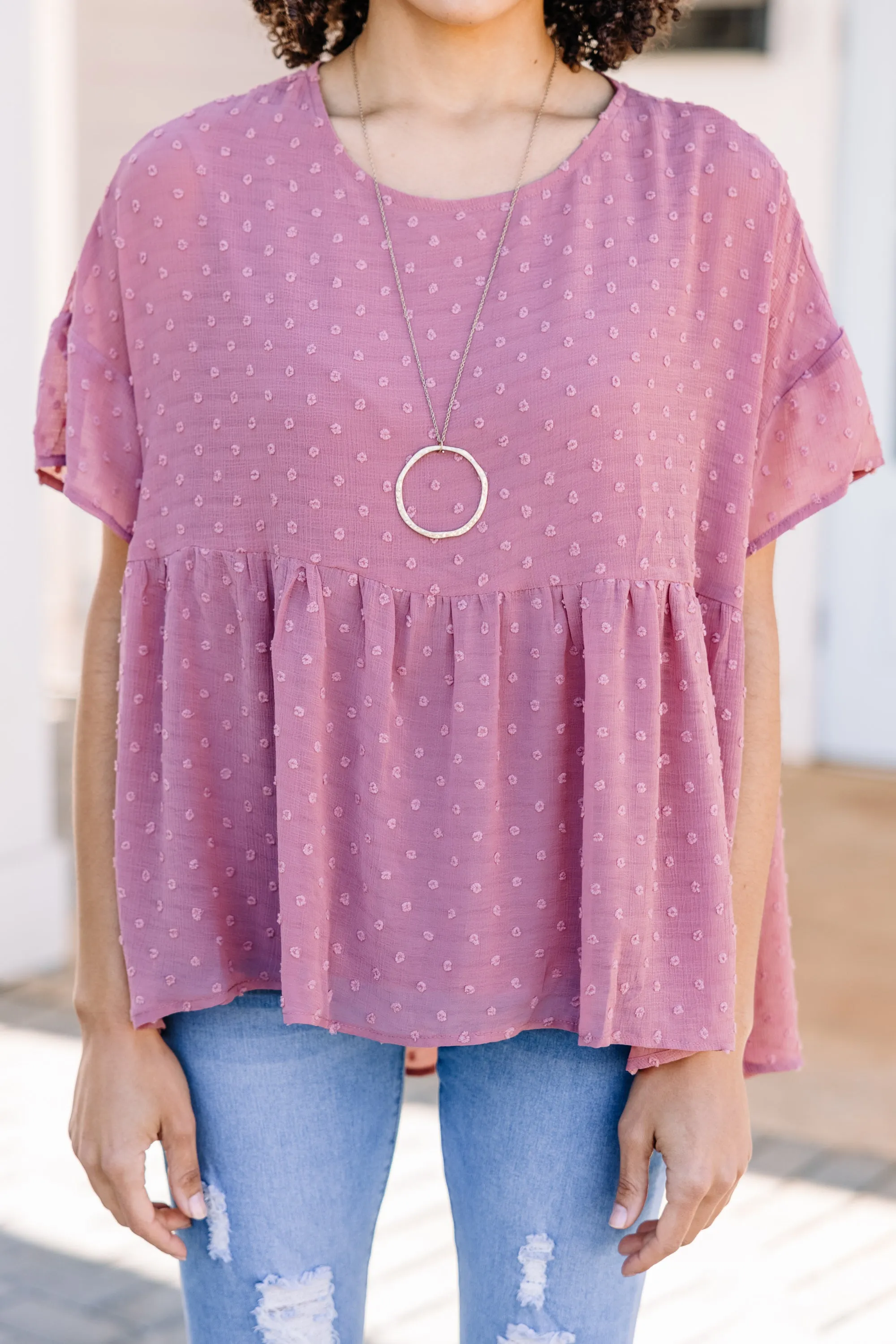 Always In Love Rosewood Pink Babydoll Top