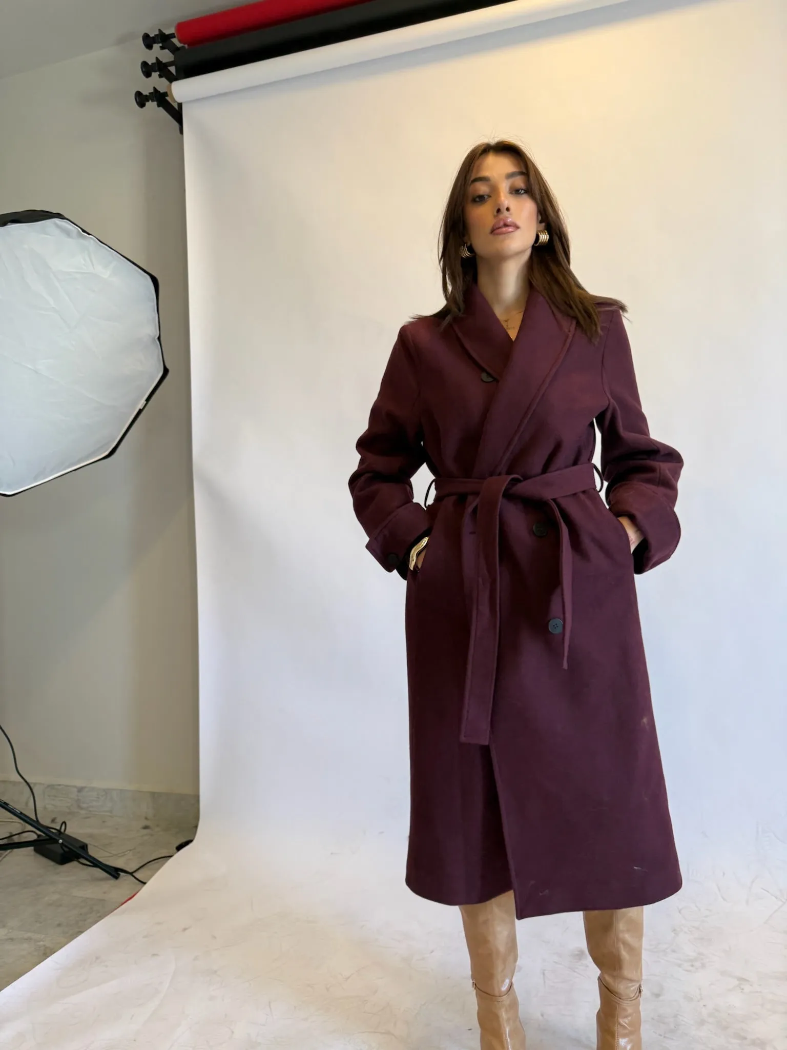 Anastasia Wool Coat Burgundy