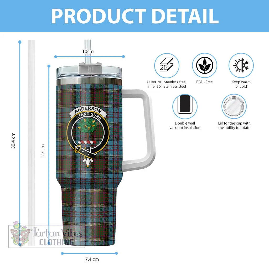 Anderson Tartan and Family Crest Tumbler with Handle
