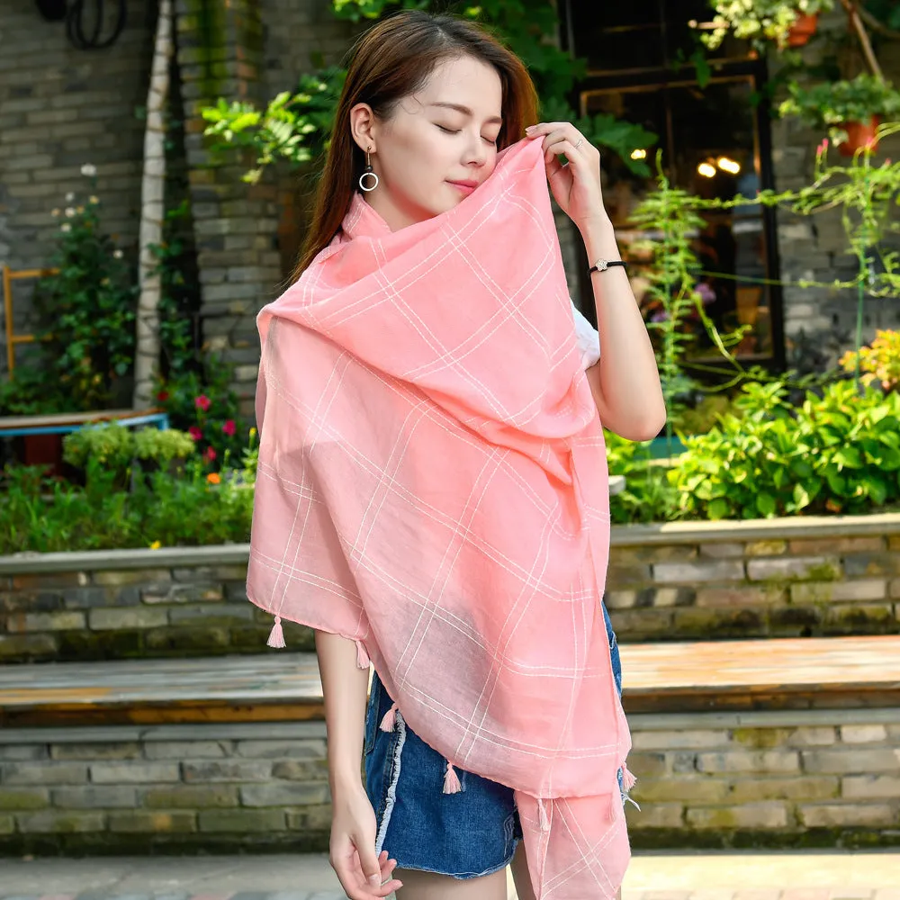 Artistic All-match Vintage Cotton Plaid Scarf