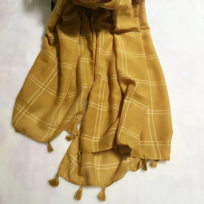 Artistic All-match Vintage Cotton Plaid Scarf