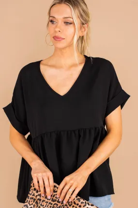 At Peace Black Babydoll Top