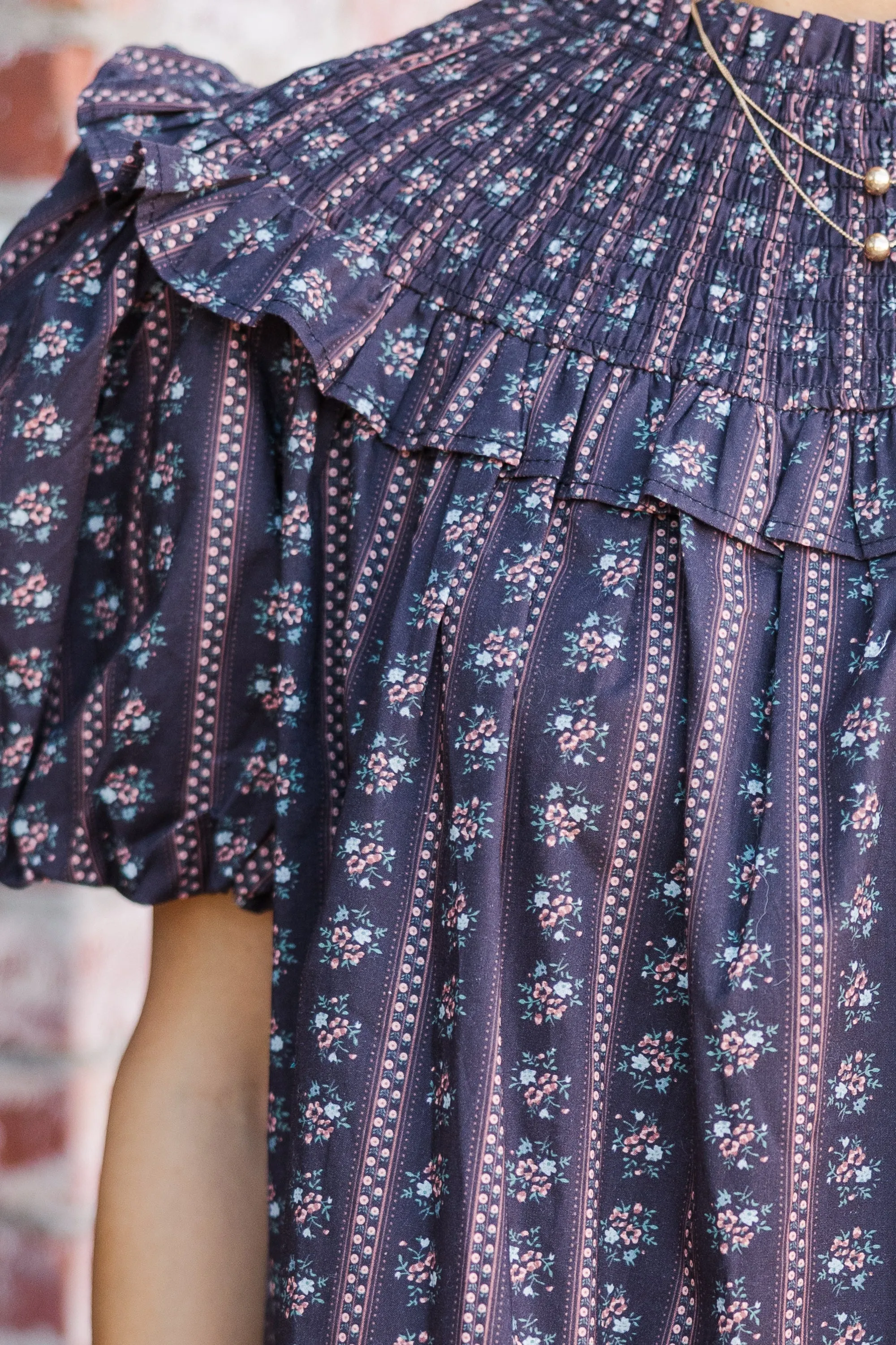 Aureum: Remember You Well Black Ditsy Floral Blouse