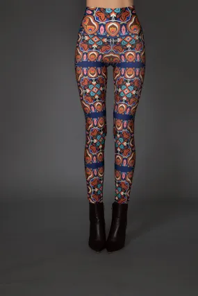 AW - Floral Blue Multi-Colored Patterned Leggings