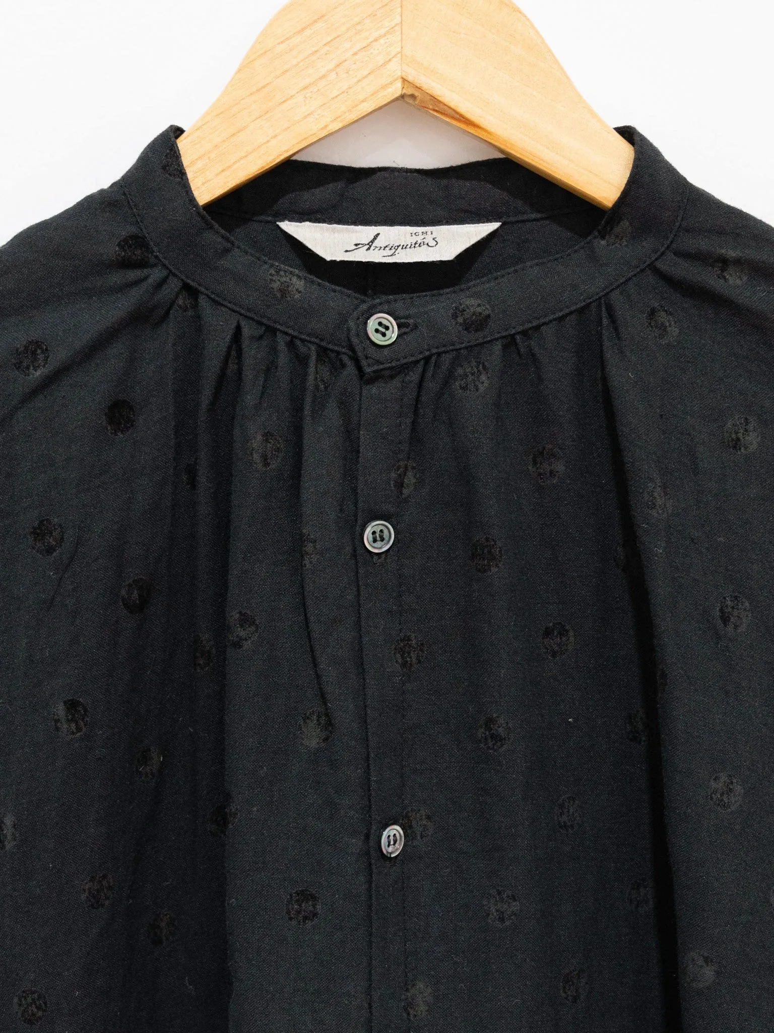 Azumadaki Ramie Flocky Dot Dress - Black