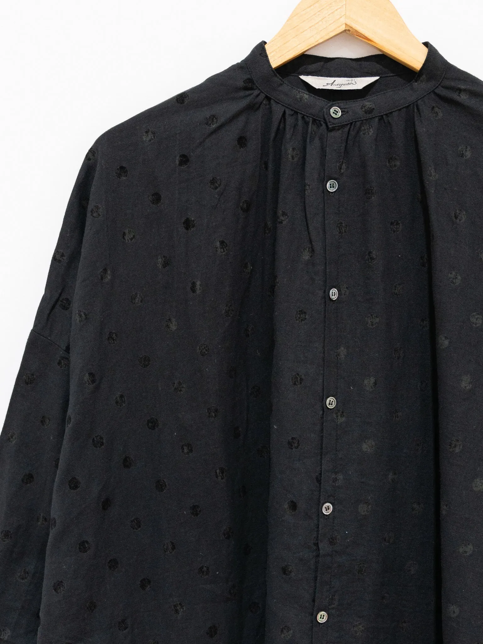 Azumadaki Ramie Flocky Dot Dress - Black