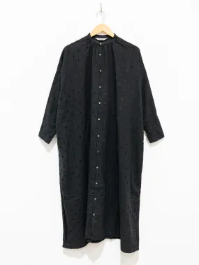 Azumadaki Ramie Flocky Dot Dress - Black