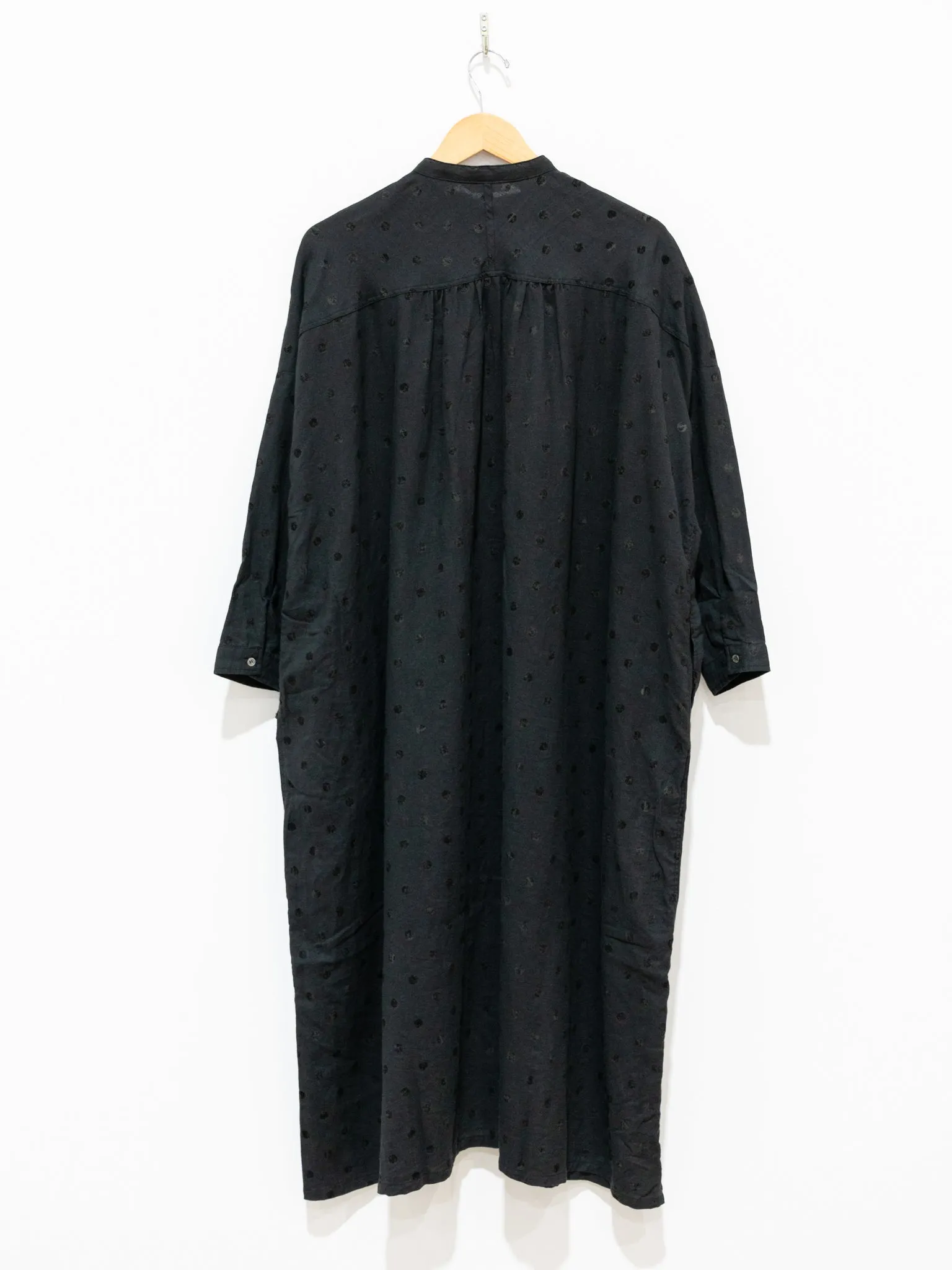 Azumadaki Ramie Flocky Dot Dress - Black