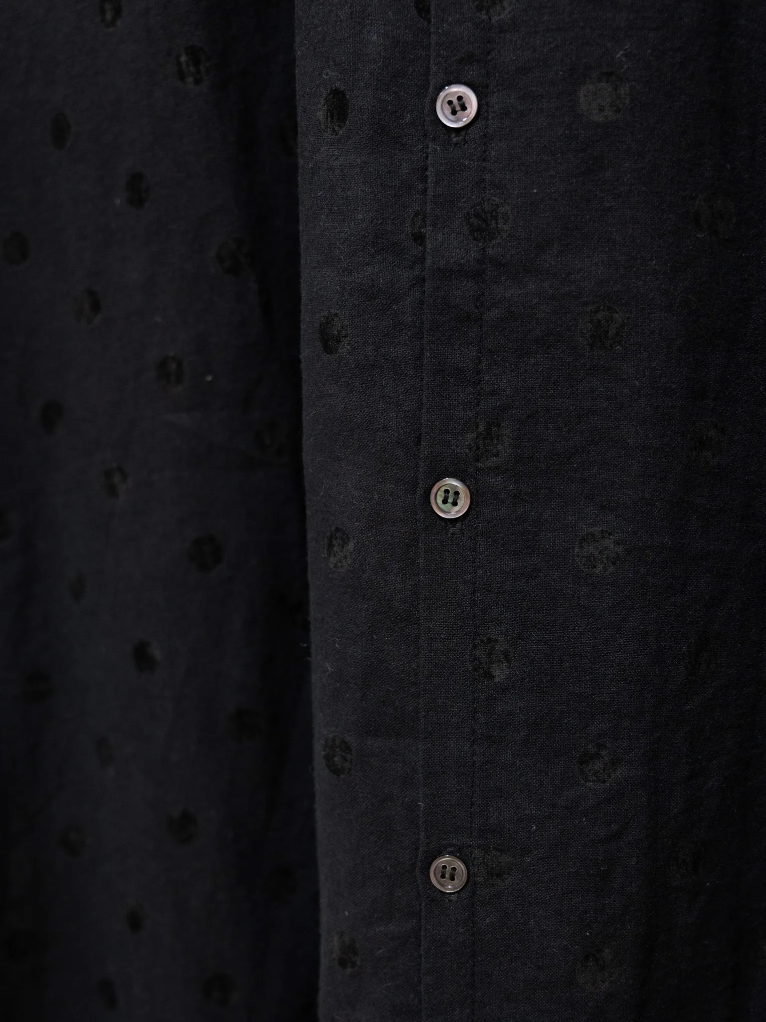 Azumadaki Ramie Flocky Dot Dress - Black