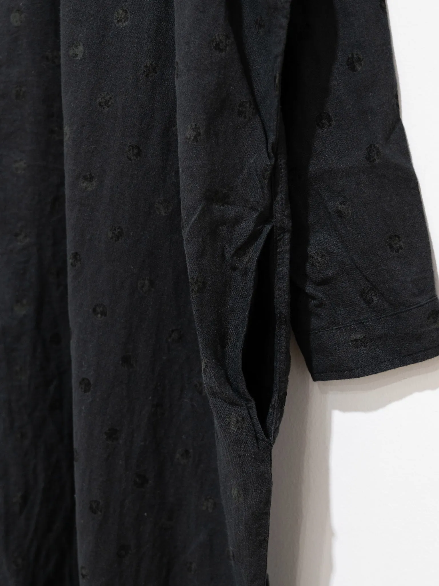Azumadaki Ramie Flocky Dot Dress - Black