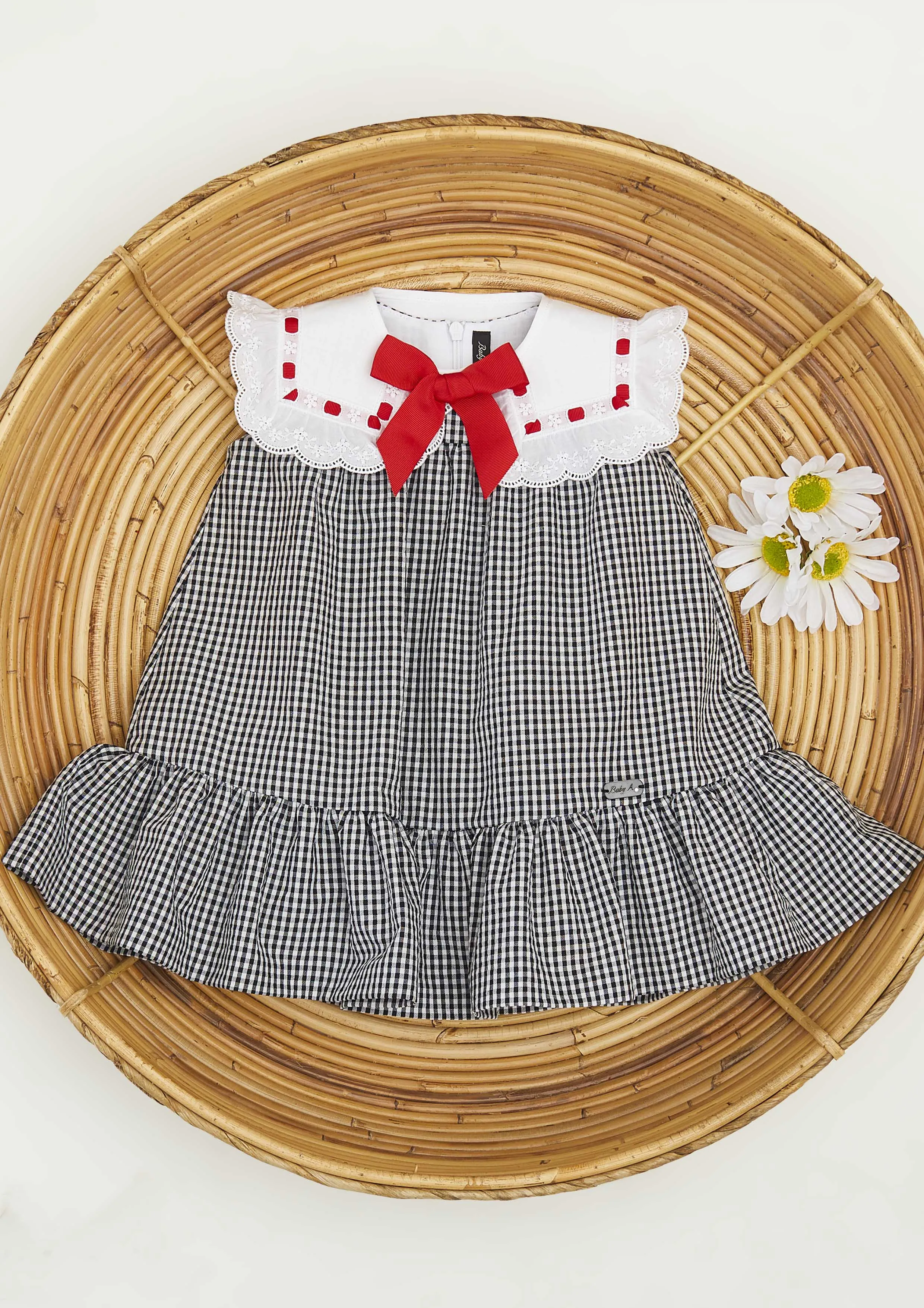 Baby A Black Gingham White Collar Dress