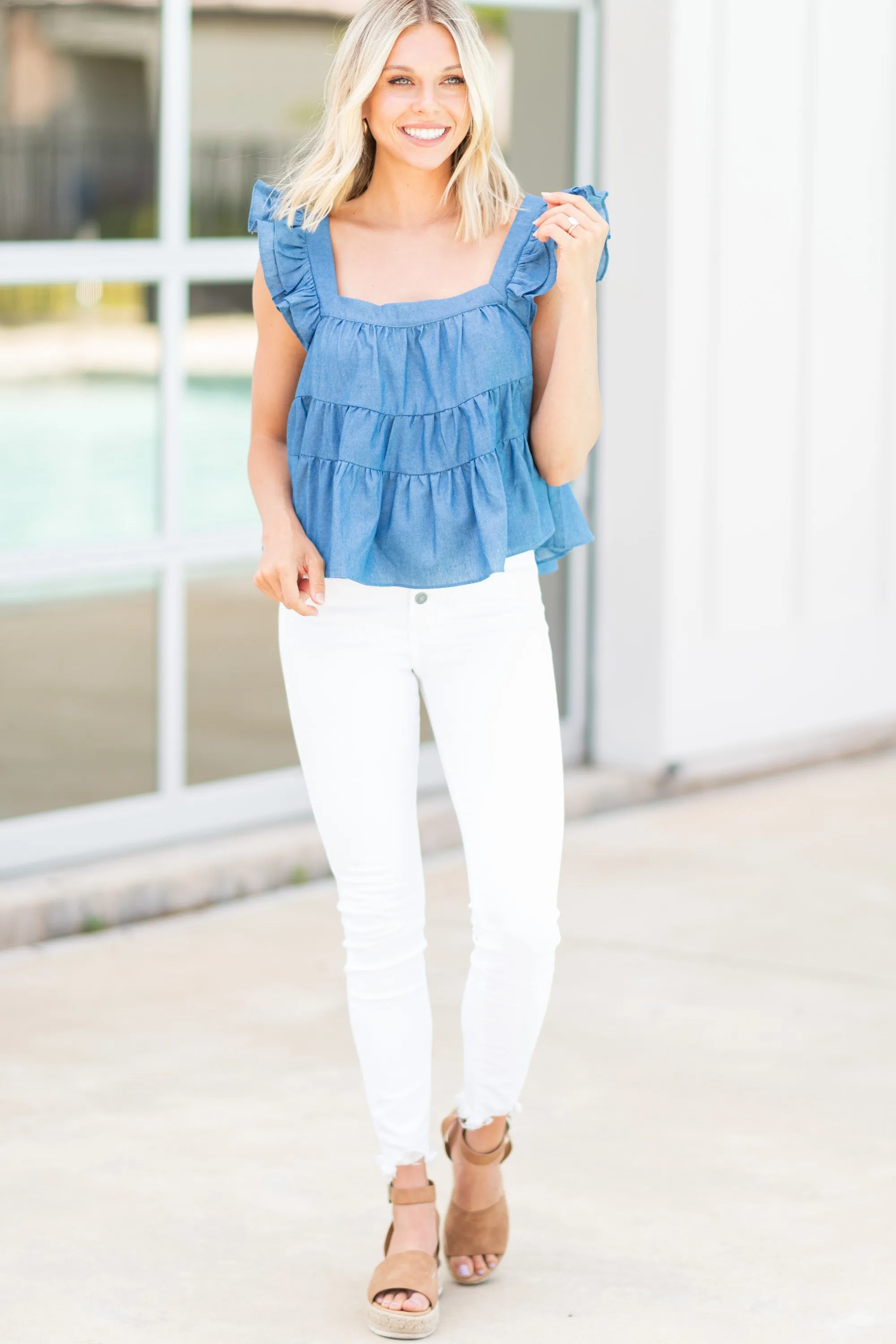 Back To Beautiful Blue Chambray Tank