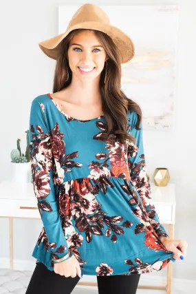 Back To Beauty Teal Blue Babydoll Top