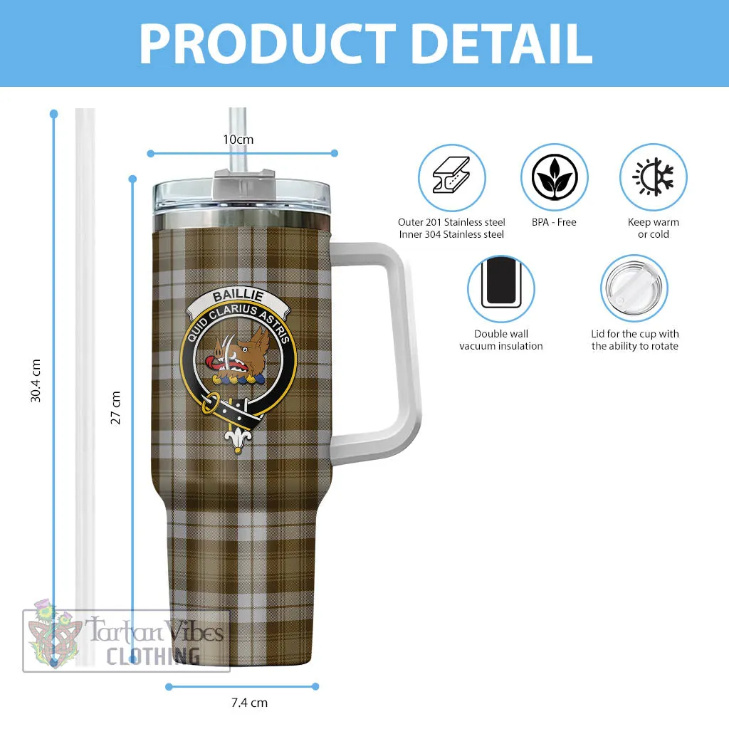 Baillie Dress Tartan and Family Crest Tumbler with Handle