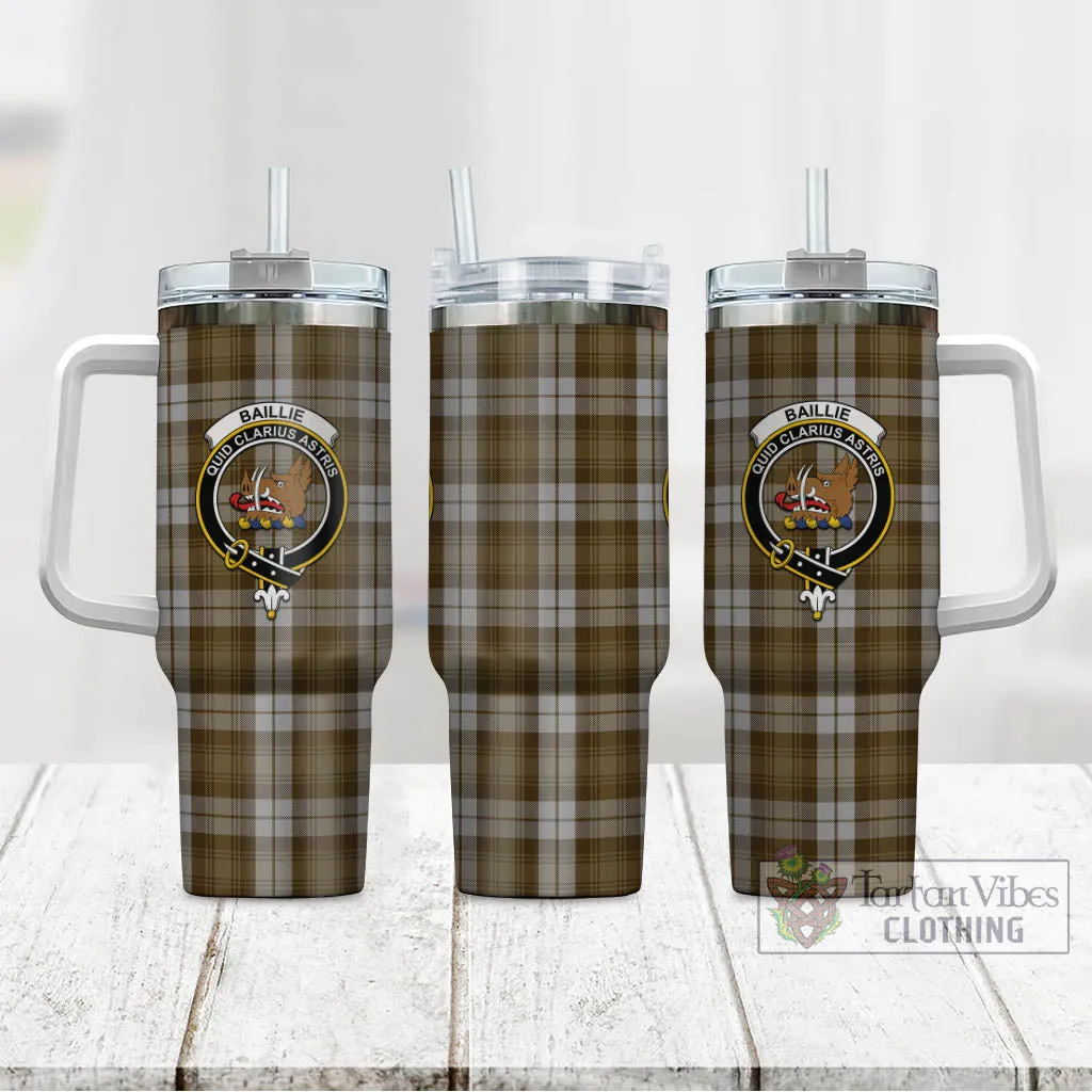 Baillie Dress Tartan and Family Crest Tumbler with Handle