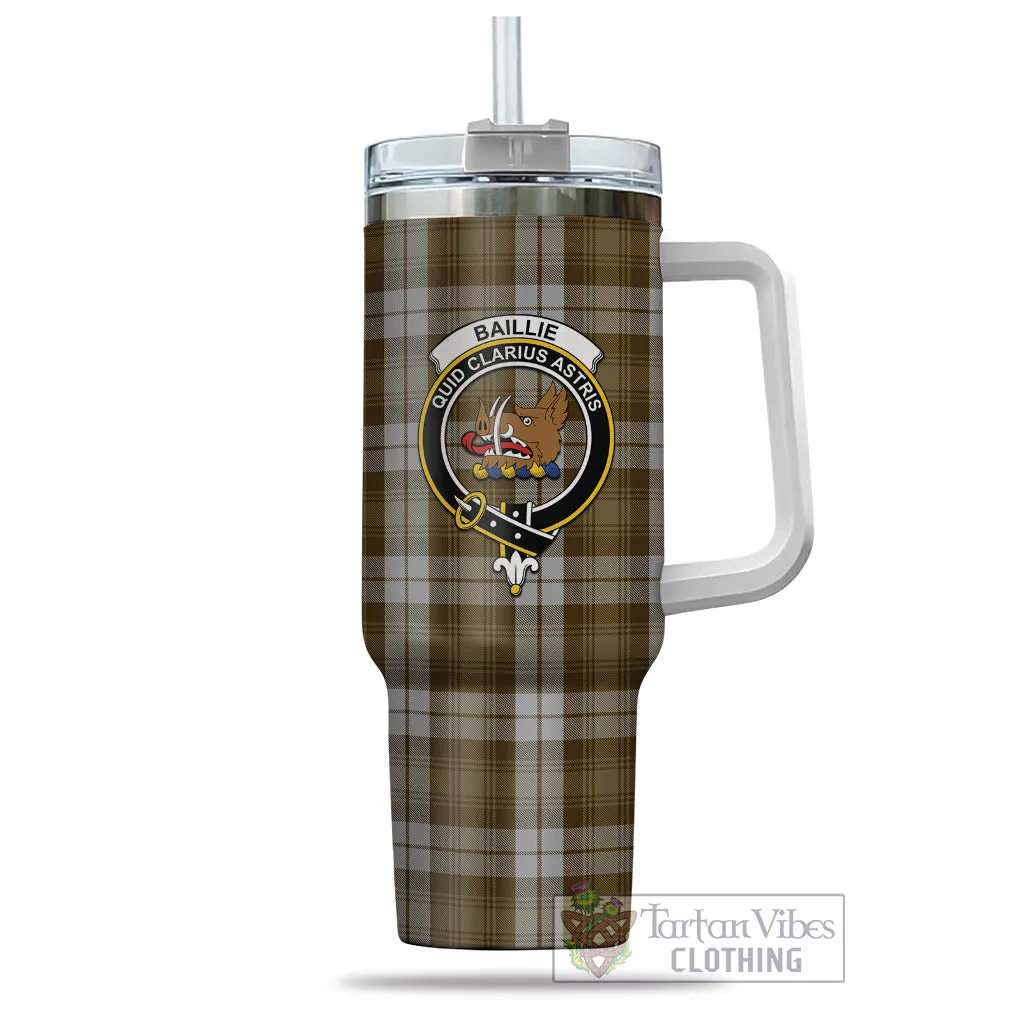 Baillie Dress Tartan and Family Crest Tumbler with Handle