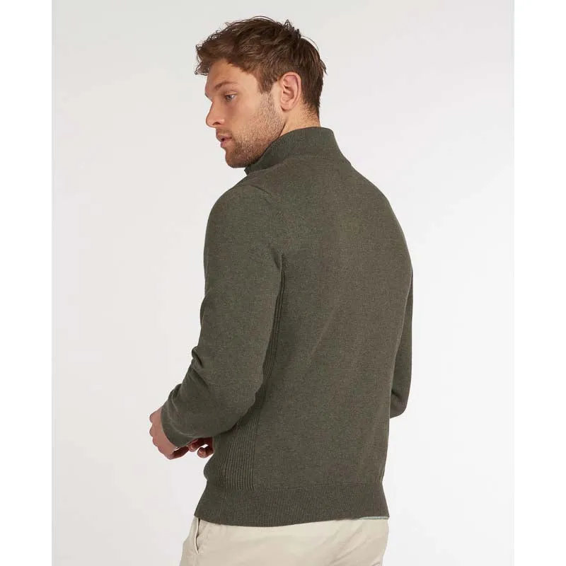 Barbour Cotton Half Zip Mens Jumper - Olive Marl
