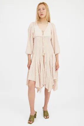 Beige Tiered Crinkle Bayou Dress