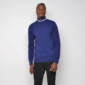 Bellfield - 1/4 Zip Up - Mens Jumper - Blue